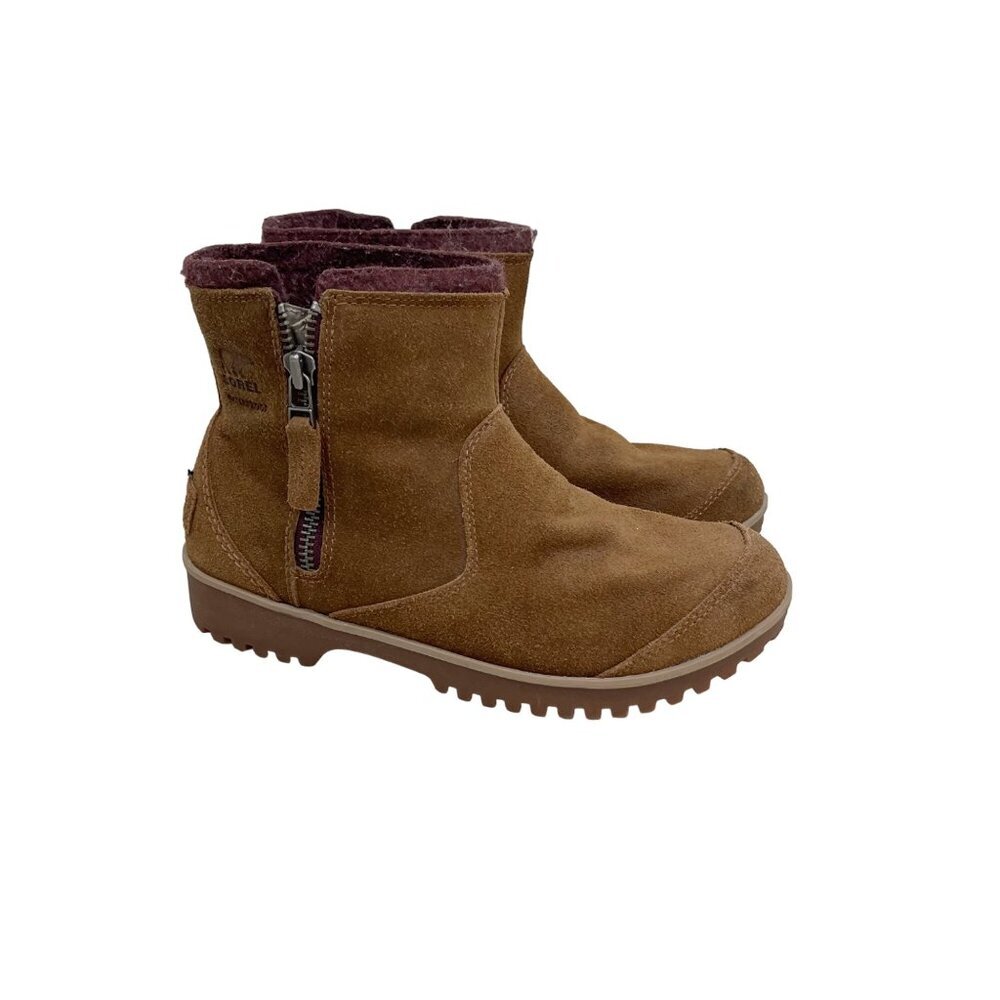 Sorel Meadow Suede Side Zip Waterproof Winter Boots Shoes NL2189-286 Womens 8.5